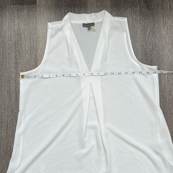 Vince Camuto Sheer White V Neck Blouse Flowy Small - Picture 6 of 8